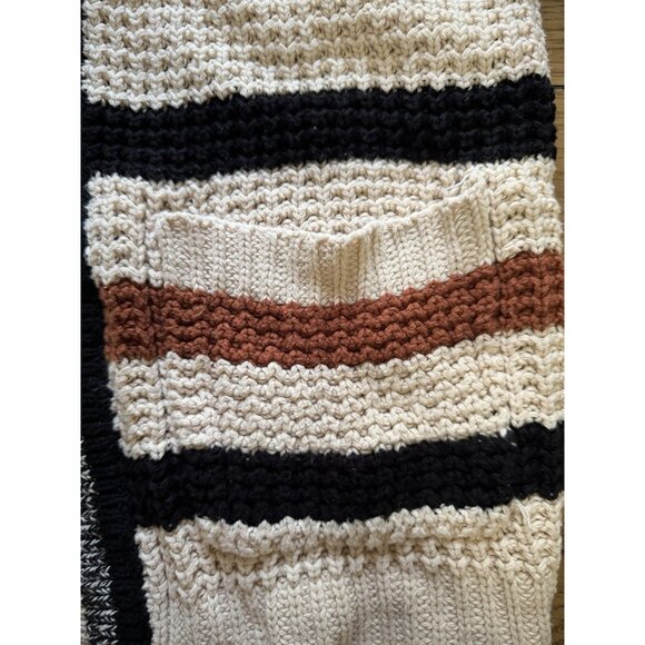 Hem & Thread Anthropologie Stripe Cardigan Women Sz Large Chunky Knit Open Front - Picture 6 of 11